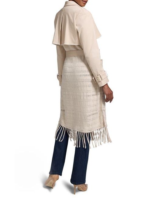 NIC+ZOE Blue Mixed Media Fringe Knit Jacket