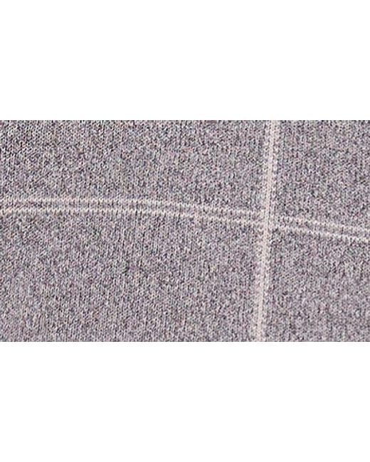Halogen® Gray Grid Check Crewneck Sweater