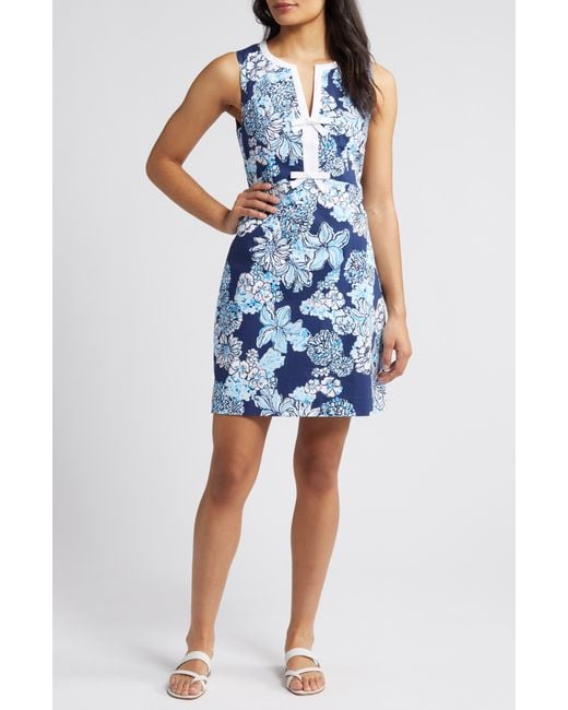 Lilly Pulitzer Blue Lilly Pulitzer Aria Floral Print Sleeveless Shift Dress