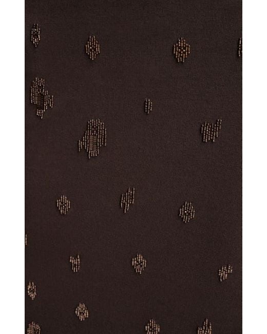 Donna Karan Brown Embroidered Bead Pencil Skirt