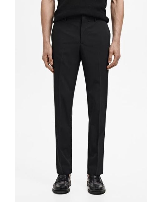 Mango Black Slim Fit Flat Front Pants for men