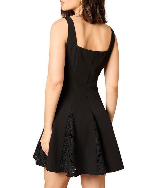 Oasis Lace Godet Square Neck Mini Dress in Black | Lyst