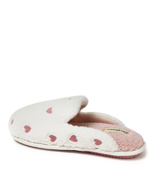 Dearfoams White Valentines Day Hearts Scuff Slipper