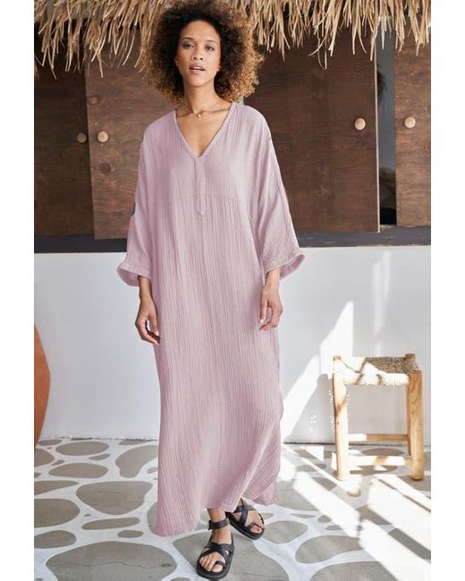 ocean + main Pink Gauze Arc Seam Caftan