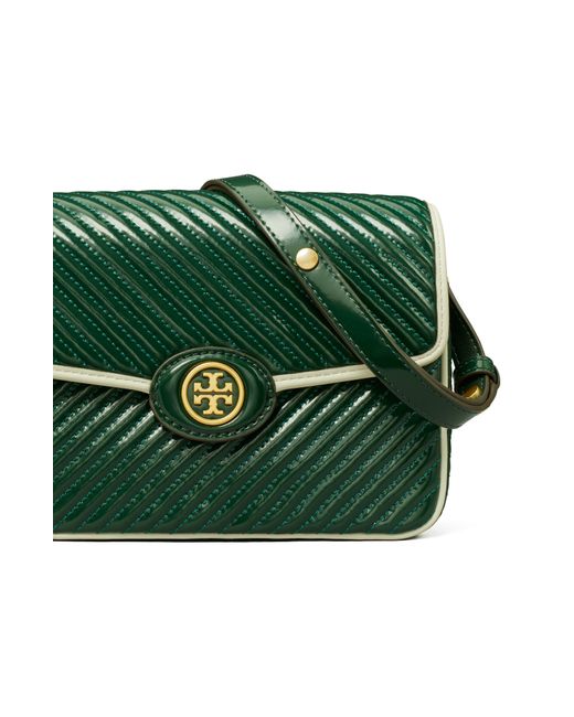 Tory Burch Green Robinson Quilted Leather Shoulder Bag