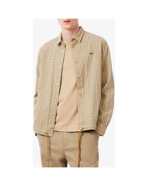 Lacoste Natural Oversize Drawstring Hem Snap Front Overshirt for men