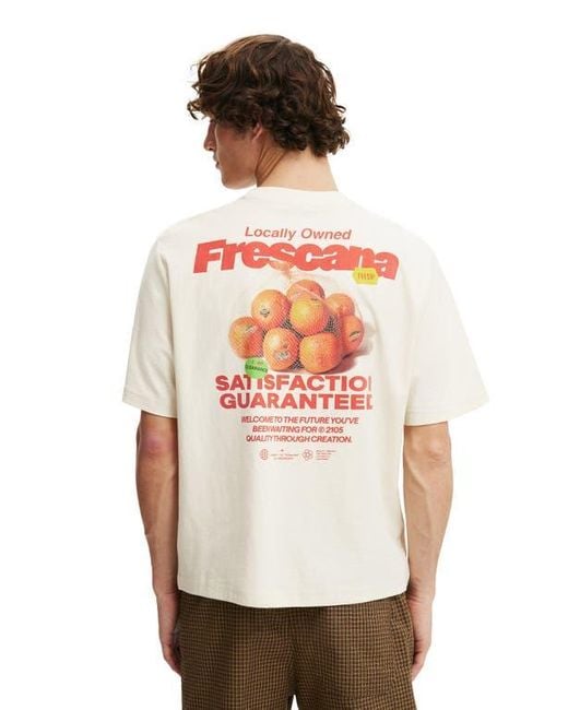 Cotton On White Cropped Fit Graphic T-Shirt for men