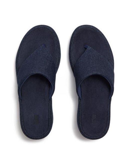 Fitflop Blue Platfforms Denim Wedge Toe-Post