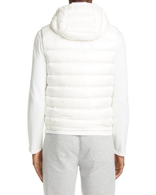 Moncler Quilted Down Hooded Vest in White for Men - Lyst