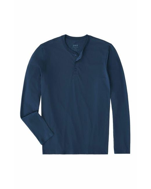 Pact Blue Organic Cotton Softspun Long Sleeve Henley for men