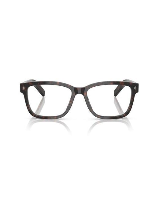 Prada Brown 56Mm Rectangular Optical Glasses for men