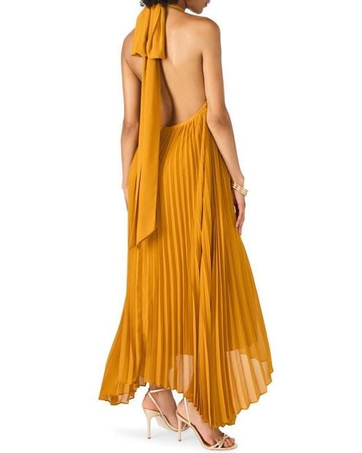 Steve Madden Brown Maraya Pleated Halter Dress