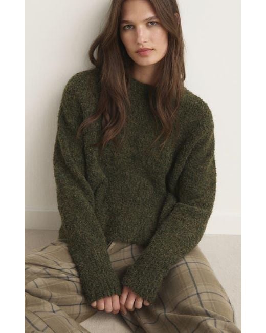 Mango Green Bouclé Sweater