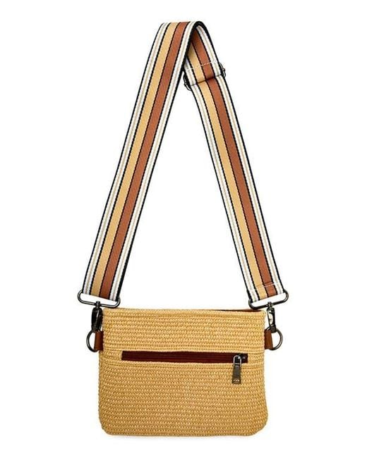 Think Royln Metallic Raffia Crossbody Bag