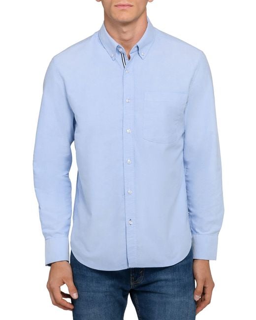 Brooklyn Brigade Blue Solid Oxford Woven Long Sleeve Basic for men