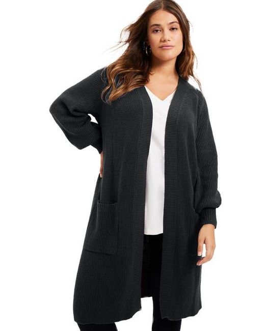 June + Vie Black Open-Front Cardigan