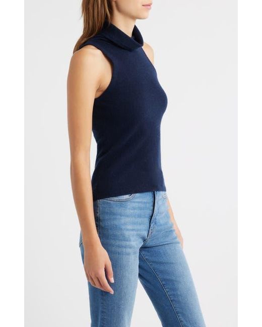 Reformation Blue Marcy Sleeveless Cashmere Turtleneck Sweater