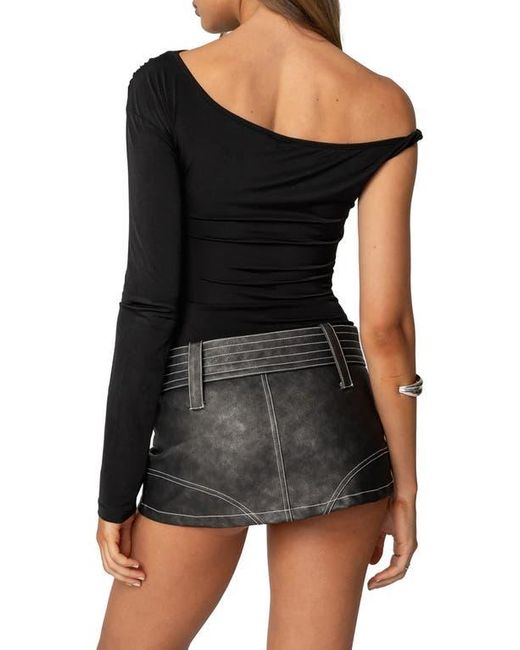 Edikted Black Asymmetric One-Shoulder Bodysuit