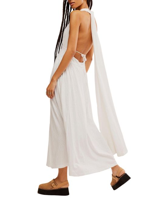 Free People White Selena Convertible Halter Maxi Dress