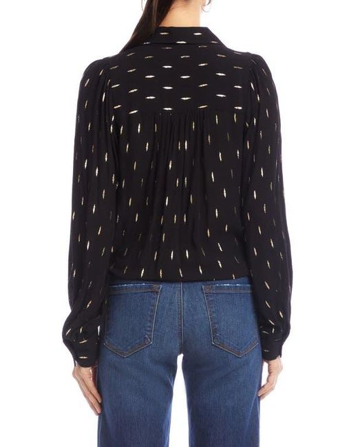 Karen Kane Black Metallic Tie Front Top