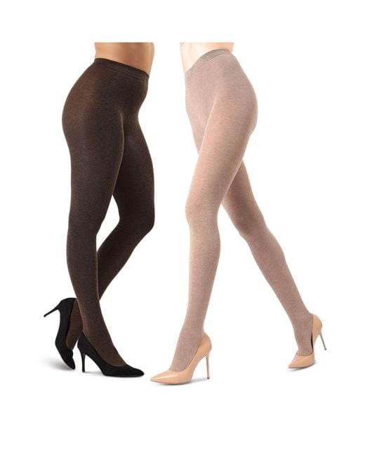 Memoi White Assorted 2-Pack Flat Knit Tights