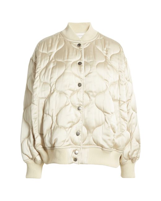 Treasure & Bond Oversize Quilted Satin Bomber Jacket in Blue | Lyst