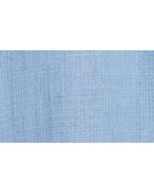 Wit & Wisdom Blue Split Neck Balloon Sleeve Top