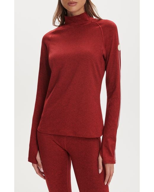 Varley Red Always Warm Mock Neck Base Layer Top