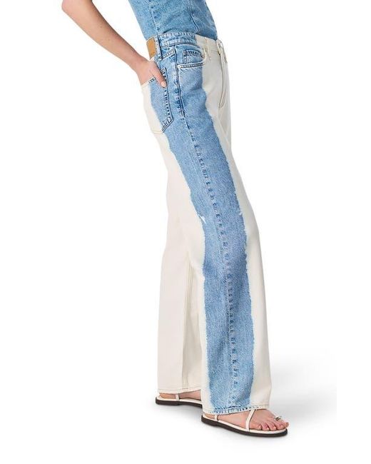 Rag & Bone Blue Featherweight Logan Two-Tone Mid Rise Wide Leg Jeans