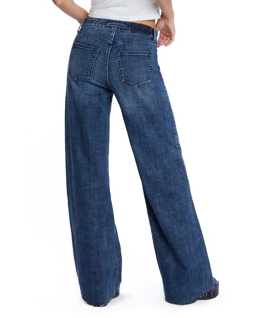 HINT OF BLU Flat Front Wide Leg Jeans in Blue | Lyst