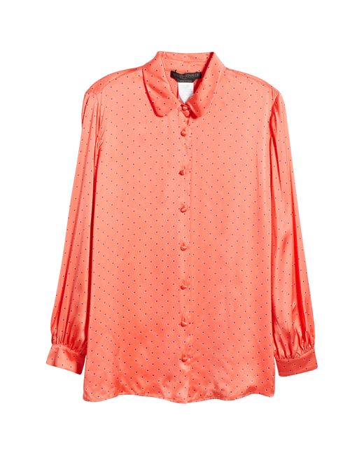 Marina Rinaldi Pink Dot Satin Button-up Shirt