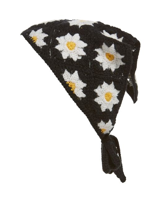 BP. Black Crochet Daisy Headscarf