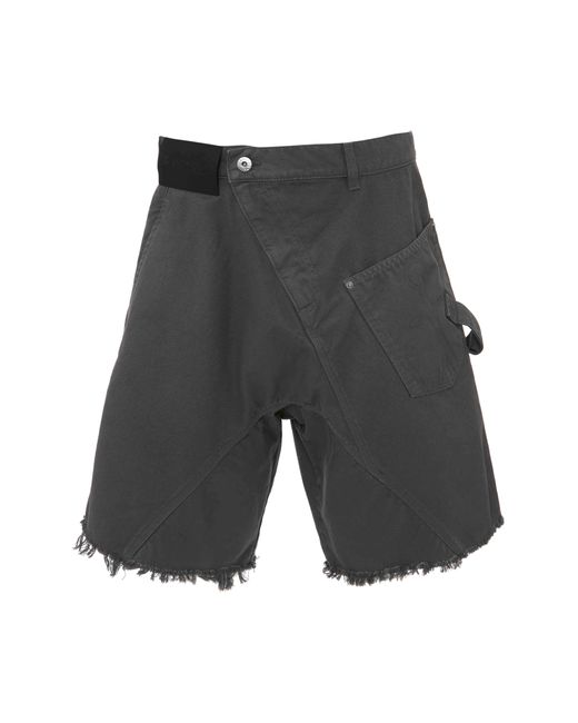 J.W. Anderson Gray Twisted Cutoff Stretch Cotton Workwear Shorts for men