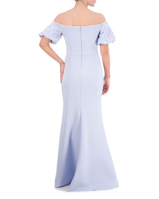 Eliza J White Beaded Off The Shoulder Gown