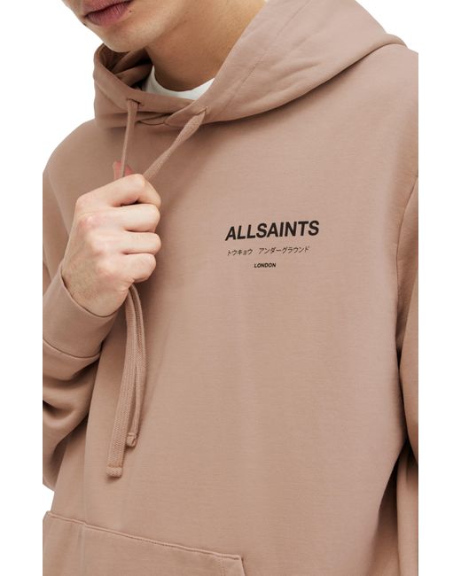 AllSaints Natural Underground Logo Hoodie Sweatshirt for men