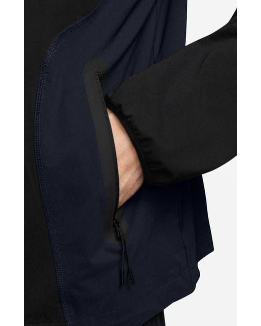 Nike Black Tech Dri-Fit Woven Oversize Hooded Stretch Nylon Zip Jacket for men
