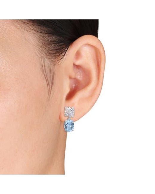 Julianna B Blue Gemstone & Diamond Oval Drop Earrings 14K