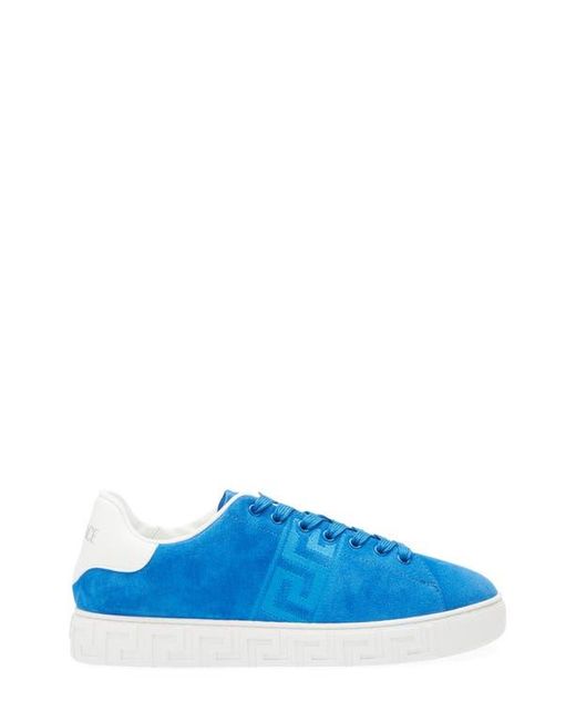 Versace Blue Greca Suede Low Top Sneaker for men