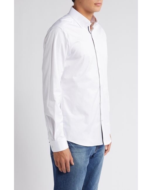 Stone Rose White Solid Drytouch Performance Button-up Shirt At Nordstrom for men