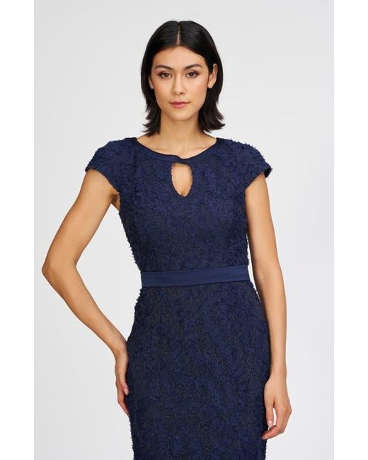 JS Collections Blue Leigh Keyhole Mermaid Gown