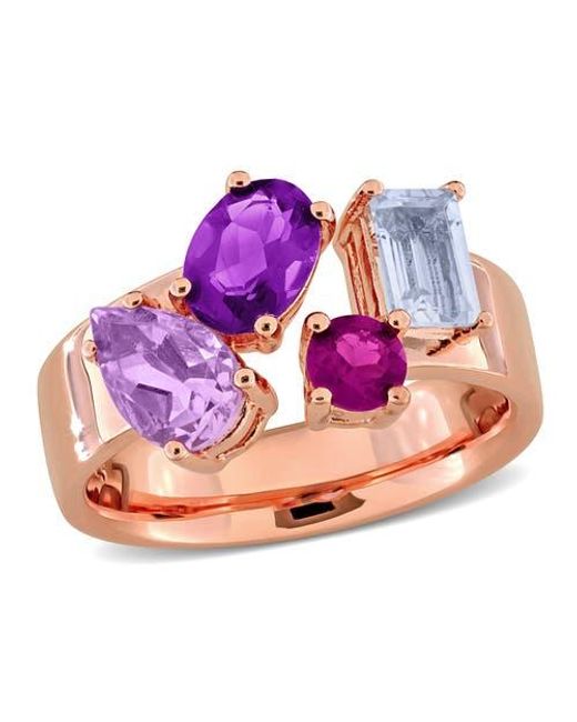Julianna B Pink Gemstone Multi-Shape Open Ring Sterling