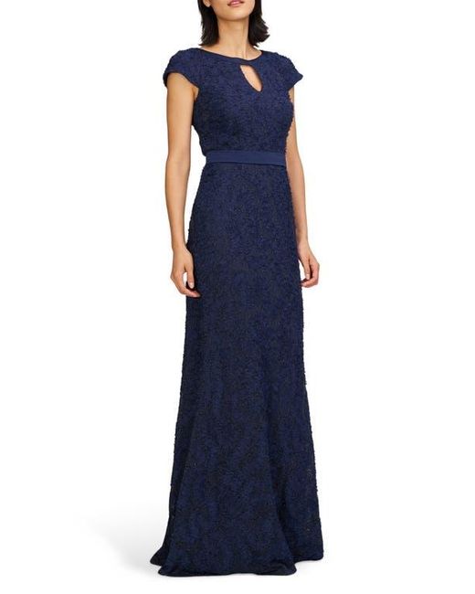 JS Collections Blue Leigh Keyhole Mermaid Gown