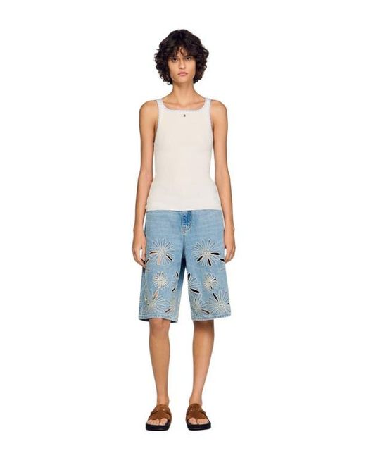 Sandro Blue Ribbed Vest Top