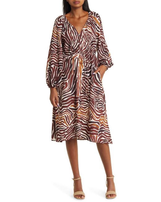 Tommy Bahama Zen Zebra Long Sleeve Midi Dress in Red Lyst