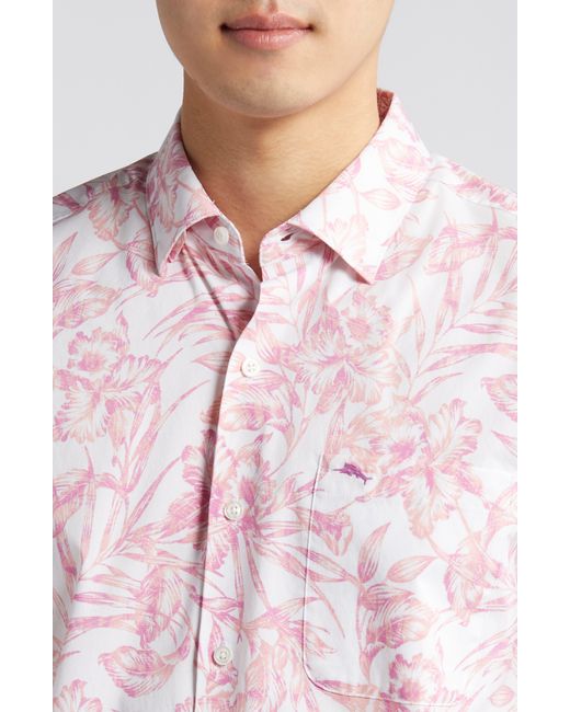Tommy Bahama Pink Sarasota Stretch Islandzone Iris Vines Button-up Shirt for men