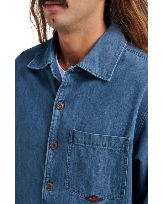Quiksilver Blue Denim Button-Up Overshirt for men