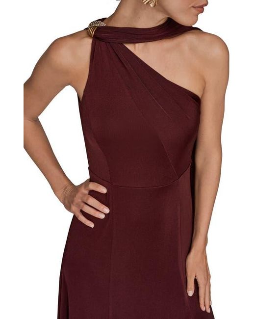 Donna Karan Purple Drape Sleeveless Side Slit Gown