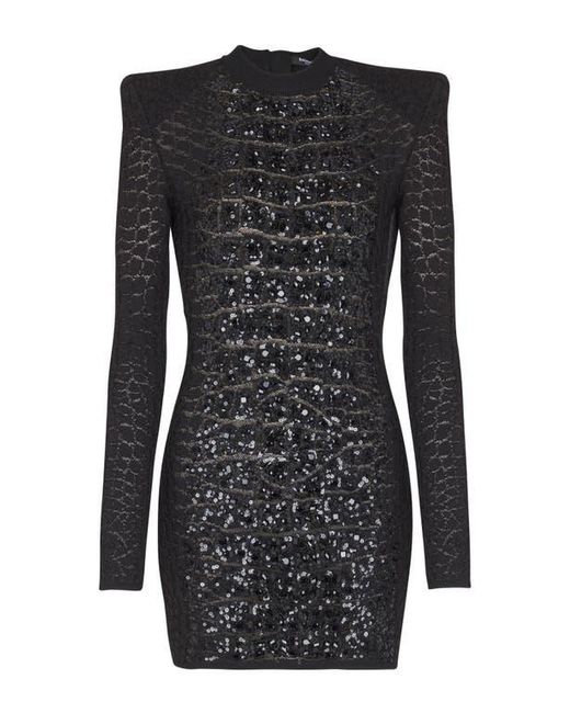 Balmain Black Short Sequin Dress