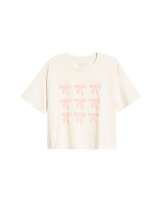 THE VINYL ICONS White Pink Ribbon Graphic T-shirt