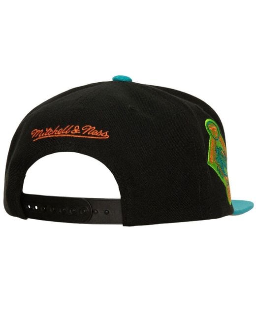 Men's Mitchell & Ness Black/Teal Boston Red Sox Citrus Cooler Snapback Hat